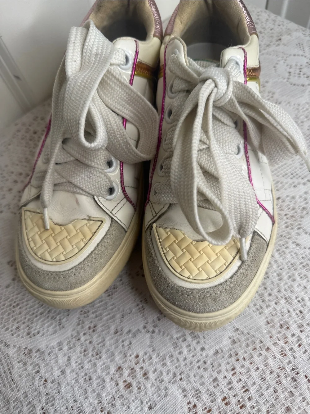 Kurt Geiger London Southbank metallic,suede & leather sneakers shoes sz 7.5 (38)